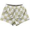 Checkerboard 2.5 Inches Vegas Gold and White Womens & Girls Sport Shorts End Made In USA by Tribe Lacrosse
