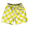 Checkerboard 2.5 Inches Yellow Bright and White Athletic Running Fitness Exercise Shorts 7" Inseam Shorts Made In USA by Tribe Lacrosse