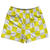 Checkerboard 2.5 Inches Yellow Bright and White Rugby Shorts Made In USA by Tribe Lacrosse