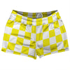 Checkerboard 2.5 Inches Yellow Bright and White Shorty Short Gym Shorts 2.5" Inseam Made In USA by Tribe Lacrosse