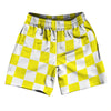 Checkerboard 2.5 Inches Yellow Bright and White Soccer Shorts Made In USA by Tribe Lacrosse