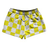 Checkerboard 2.5 Inches Yellow Bright and White 2.5" Swim Shorts Made in USA by Tribe Lacrosse