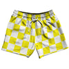 Checkerboard 2.5 Inches Yellow Bright and White 5" Swim Shorts Made in USA by Tribe Lacrosse
