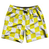 Checkerboard 2.5 Inches Yellow Bright and White Swim Shorts 7" Made in USA by Tribe Lacrosse