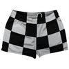 Checkerboard 5 Inches Black and Grey Medium Shorty Short Gym Shorts 2.5" Inseam Made In USA by Tribe Lacrosse