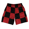 Checkerboard 5 Inches Black and Red Dark Athletic Running Fitness Exercise Shorts 7" Inseam Shorts Made In USA by Tribe Lacrosse