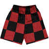 Checkerboard 5 Inches Black and Red Dark Basketball Practice Shorts Made In USA by Tribe Lacrosse
