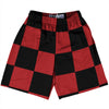 Checkerboard 5 Inches Black and Red Dark Lacrosse Shorts Made In USA by Tribe Lacrosse