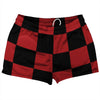 Checkerboard 5 Inches Black and Red Dark Shorty Short Gym Shorts 2.5" Inseam Made In USA by Tribe Lacrosse