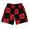 Checkerboard 5 Inches Black and Red Dark Soccer Shorts Made In USA by Tribe Lacrosse