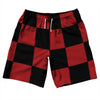Checkerboard 5 Inches Black and Red Dark 10" Swim Shorts Made in USA by Tribe Lacrosse