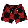 Checkerboard 5 Inches Black and Red Dark 5" Swim Shorts Made in USA by Tribe Lacrosse