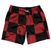 Checkerboard 5 Inches Black and Red Dark Swim Shorts 7" Made in USA by Tribe Lacrosse