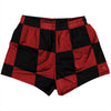 Checkerboard 5 Inches Black and Red Dark Womens & Girls Sport Shorts End Made In USA by Tribe Lacrosse