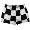 Checkerboard 5 Inches Black and White Shorty Short Gym Shorts 2.5" Inseam Made In USA by Tribe Lacrosse