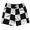 Checkerboard 5 Inches Black and White Swim Shorts 7" Made in USA by Tribe Lacrosse
