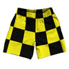 Checkerboard 5 Inches Black and Yellow Athletic Running Fitness Exercise Shorts 7" Inseam Shorts Made In USA by Tribe Lacrosse