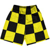 Checkerboard 5 Inches Black and Yellow Basketball Practice Shorts Made In USA by Tribe Lacrosse