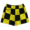 Checkerboard 5 Inches Black and Yellow Rugby Shorts Made In USA by Tribe Lacrosse