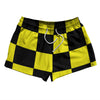 Checkerboard 5 Inches Black and Yellow 2.5" Swim Shorts Made in USA by Tribe Lacrosse