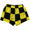 Checkerboard 5 Inches Black and Yellow Womens & Girls Sport Shorts End Made In USA by Tribe Lacrosse