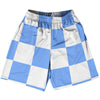Checkerboard 5 Inches Blue Carolina and White Lacrosse Shorts Made In USA by Tribe Lacrosse