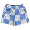 Checkerboard 5 Inches Blue Carolina and White Rugby Shorts Made In USA by Tribe Lacrosse