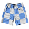 Checkerboard 5 Inches Blue Carolina and White 10" Swim Shorts Made in USA by Tribe Lacrosse