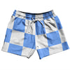 Checkerboard 5 Inches Blue Carolina and White 5" Swim Shorts Made in USA by Tribe Lacrosse