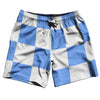 Checkerboard 5 Inches Blue Carolina and White Swim Shorts 7" Made in USA by Tribe Lacrosse