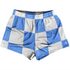 Checkerboard 5 Inches Blue Carolina and White Womens & Girls Sport Shorts End Made In USA by Tribe Lacrosse