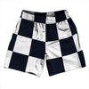 Checkerboard 5 Inches Blue Navy Almost Black and White Athletic Running Fitness Exercise Shorts 7" Inseam Shorts Made In USA by Tribe Lacrosse