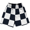 Checkerboard 5 Inches Blue Navy Almost Black and White Basketball Practice Shorts Made In USA by Tribe Lacrosse
