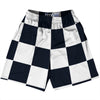 Checkerboard 5 Inches Blue Navy Almost Black and White Lacrosse Shorts Made In USA by Tribe Lacrosse