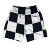 Checkerboard 5 Inches Blue Navy Almost Black and White Soccer Shorts Made In USA by Tribe Lacrosse