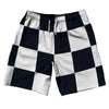 Checkerboard 5 Inches Blue Navy Almost Black and White 10" Swim Shorts Made in USA by Tribe Lacrosse