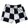 Checkerboard 5 Inches Blue Navy Almost Black and White 5" Swim Shorts Made in USA by Tribe Lacrosse