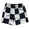 Checkerboard 5 Inches Blue Navy Almost Black and White Swim Shorts 7" Made in USA by Tribe Lacrosse