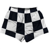 Checkerboard 5 Inches Blue Navy Almost Black and White Womens & Girls Sport Shorts End Made In USA by Tribe Lacrosse