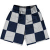 Checkerboard 5 Inches Blue Navy And Grey Medium Basketball Practice Shorts Made In USA by Tribe Lacrosse