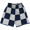 Checkerboard 5 Inches Blue Navy And Grey Medium Lacrosse Shorts Made In USA by Tribe Lacrosse