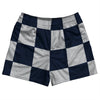 Checkerboard 5 Inches Blue Navy And Grey Medium Rugby Shorts Made In USA by Tribe Lacrosse