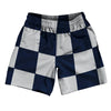 Checkerboard 5 Inches Blue Navy And Grey Medium Soccer Shorts Made In USA by Tribe Lacrosse