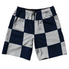 Checkerboard 5 Inches Blue Navy And Grey Medium 10" Swim Shorts Made in USA by Tribe Lacrosse