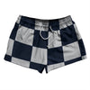 Checkerboard 5 Inches Blue Navy And Grey Medium 2.5" Swim Shorts Made in USA by Tribe Lacrosse