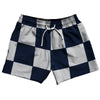 Checkerboard 5 Inches Blue Navy And Grey Medium 5" Swim Shorts Made in USA by Tribe Lacrosse