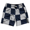 Checkerboard 5 Inches Blue Navy And Grey Medium Swim Shorts 7" Made in USA by Tribe Lacrosse