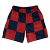Checkerboard 5 Inches Blue Navy and Red Dark Athletic Running Fitness Exercise Shorts 7" Inseam Shorts Made In USA by Tribe Lacrosse