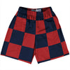Checkerboard 5 Inches Blue Navy and Red Dark Lacrosse Shorts Made In USA by Tribe Lacrosse
