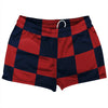 Checkerboard 5 Inches Blue Navy and Red Dark Shorty Short Gym Shorts 2.5" Inseam Made In USA by Tribe Lacrosse